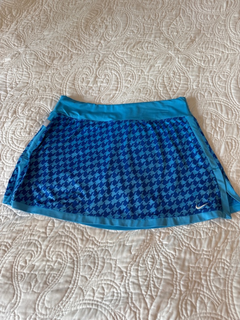 Nike Turquoise and Royal Blue Houndstooth Tennis Skirt